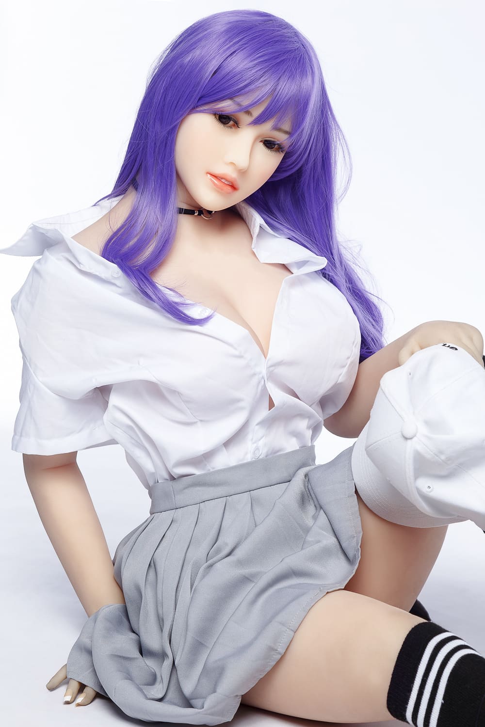 Секс-лялька fei - фото 8 | lovedoll Секс-лялька fei у білій блузці та сірій спідниці