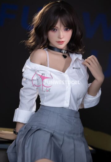 Секс-лялька Alice у білій блузці та сірій спідниці